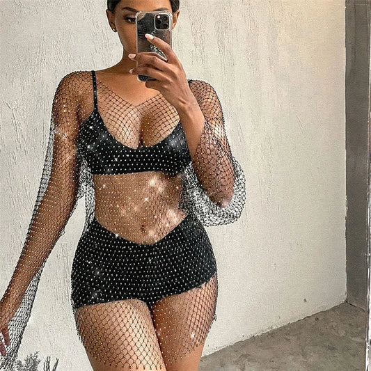 (LIMITED) Diamond Rhinestone Women Sexy Bikini Cover Up (Summer)